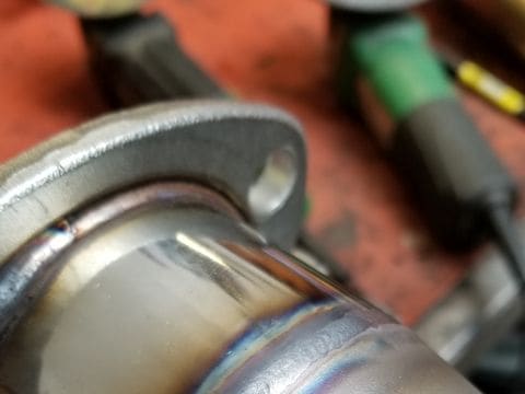 Downpipe din inox cu flanșă, culori de revenire